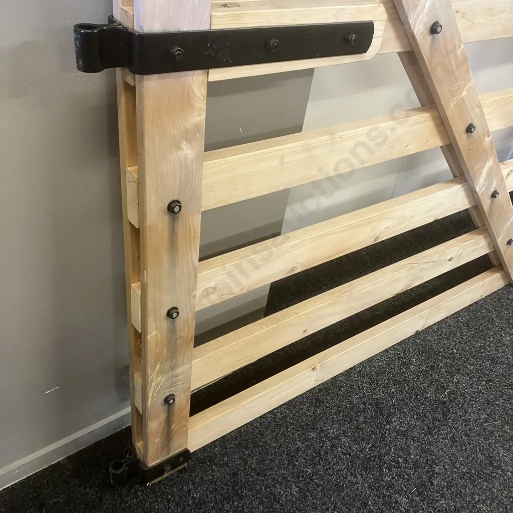 Pair of Timber 1.5 x 1.5m Double Gates With Black Strap Hinges & Gudgeons Image 1++