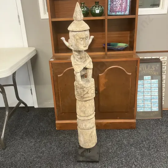 Vintage Indonesian Hand Carved Wooden Sumba Statue. H114cm