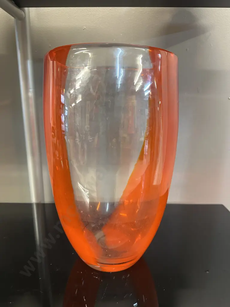 Decorative Art Glass Vase In Orange And Clear H29cm. Image 1++