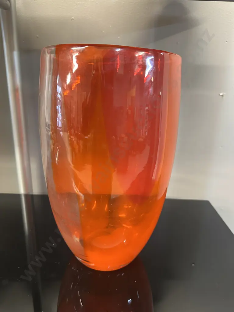 Decorative Art Glass Vase In Orange And Clear H29cm. Image 1++