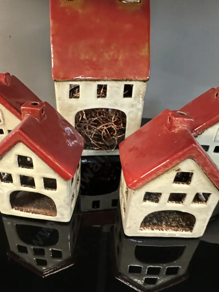 French Country Collections Alsace Tealight Chalet Red & Cream Image 1++