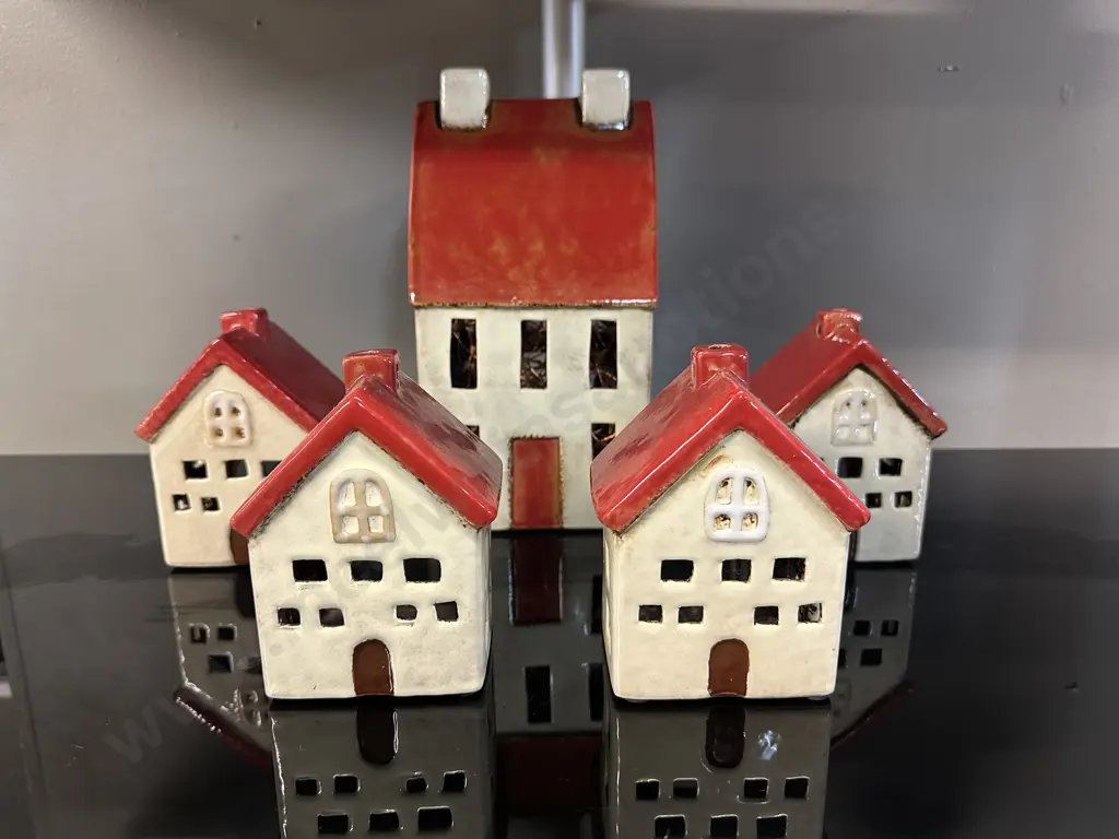 French Country Collections Alsace Tealight Chalet Red & Cream Image 1++