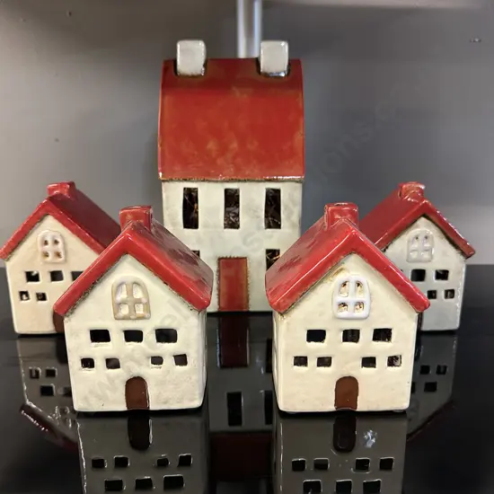 French Country Collections Alsace Tealight Chalet Red & Cream