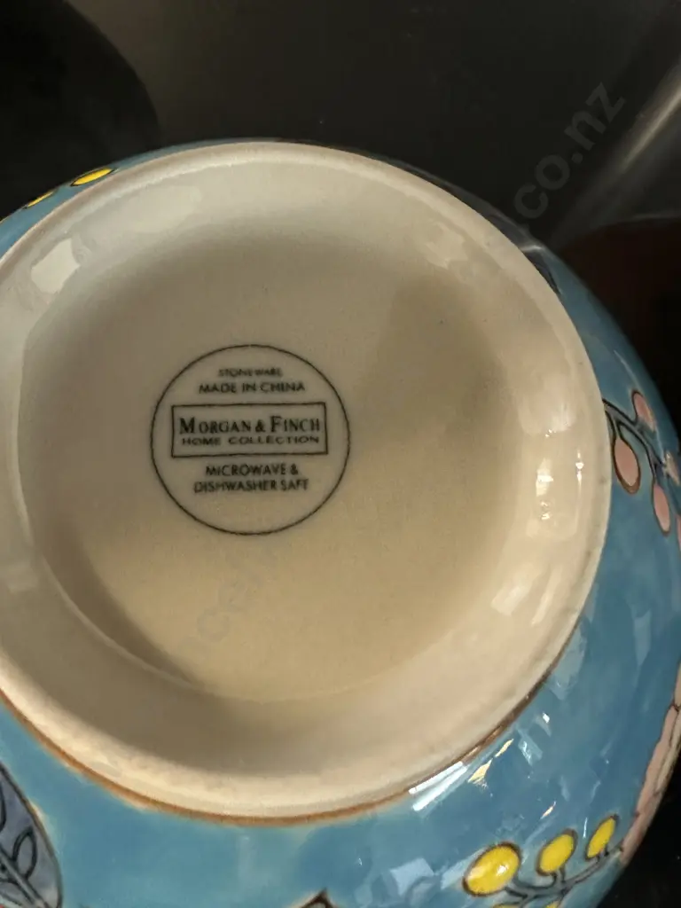 Morgan & Finch Home Collection Flower Patterned Stoneware Bowls x4 Image 1++