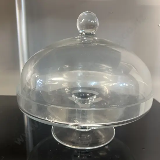 Lidded Glass Clouche & Glass Stand