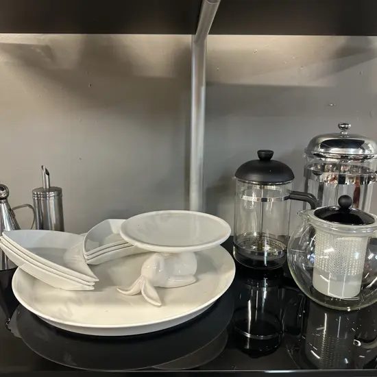 Selection Of Serving Platters & Dishes Including Gryphon, Coffee Pots Etc