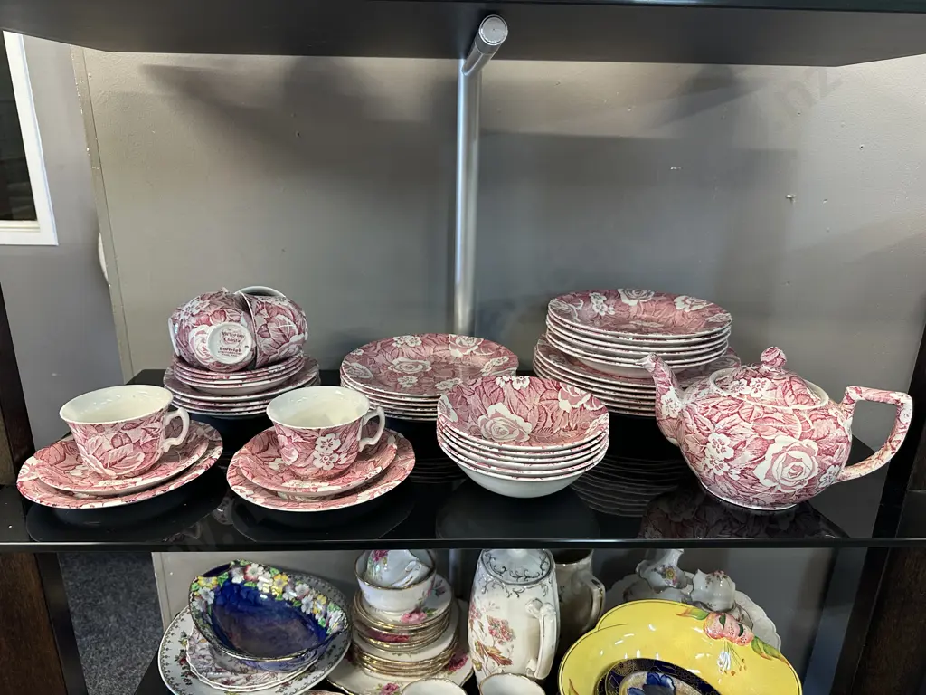 Burleigh Victorian Chinz Pink Dinnerware Including Teapot Image 1++