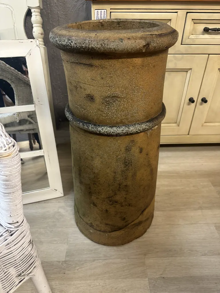 19th Century Buff Terracotta Cannon Chimney Pot H76cm. Image 1++