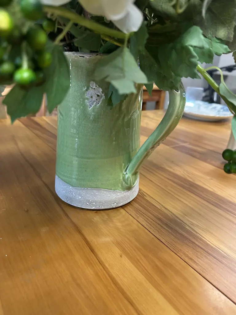 French Country Style Jug With Assorted Faux Flowers Image 1++