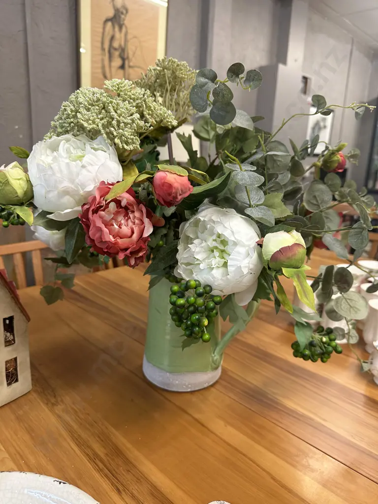 French Country Style Jug With Assorted Faux Flowers Image 1++