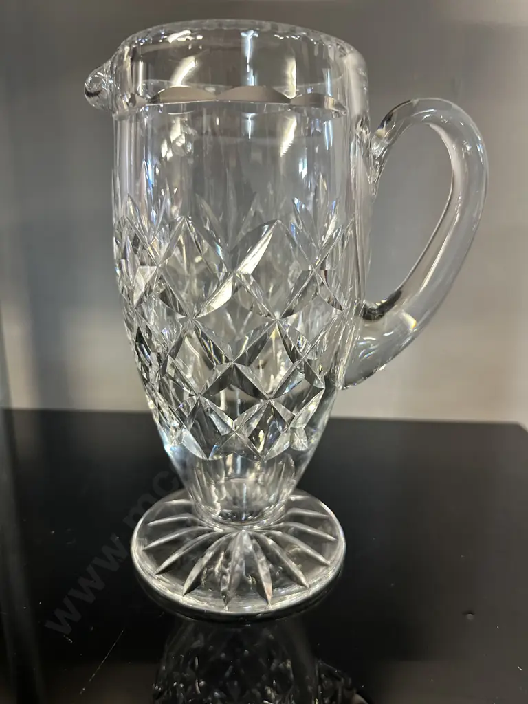 Vintage Tall Diamond Cut Crystal Water Jug H22cm. Image 1++