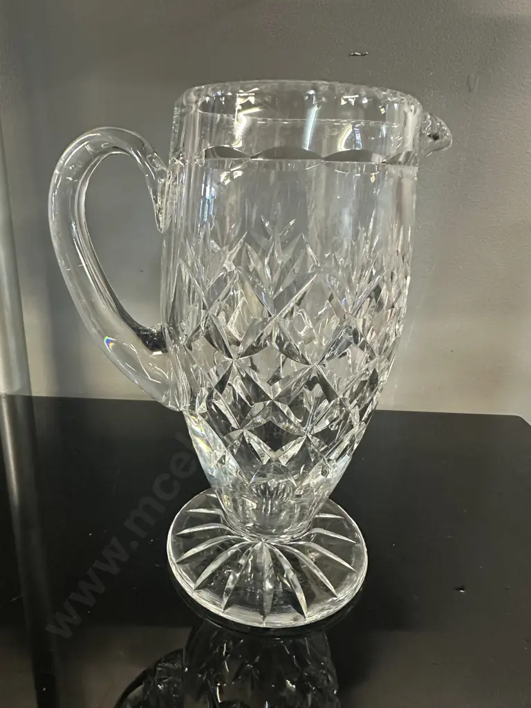 Vintage Tall Diamond Cut Crystal Water Jug H22cm. Image 1++
