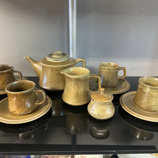 Vintage Temuka Pottery Stoneware Items Including Duos, Teapot With Small Chip On Spout Etc