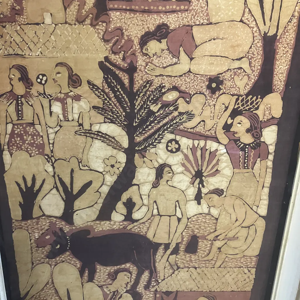 Vintage Framed Silk Artwork. 98 x 53cm Image 1++