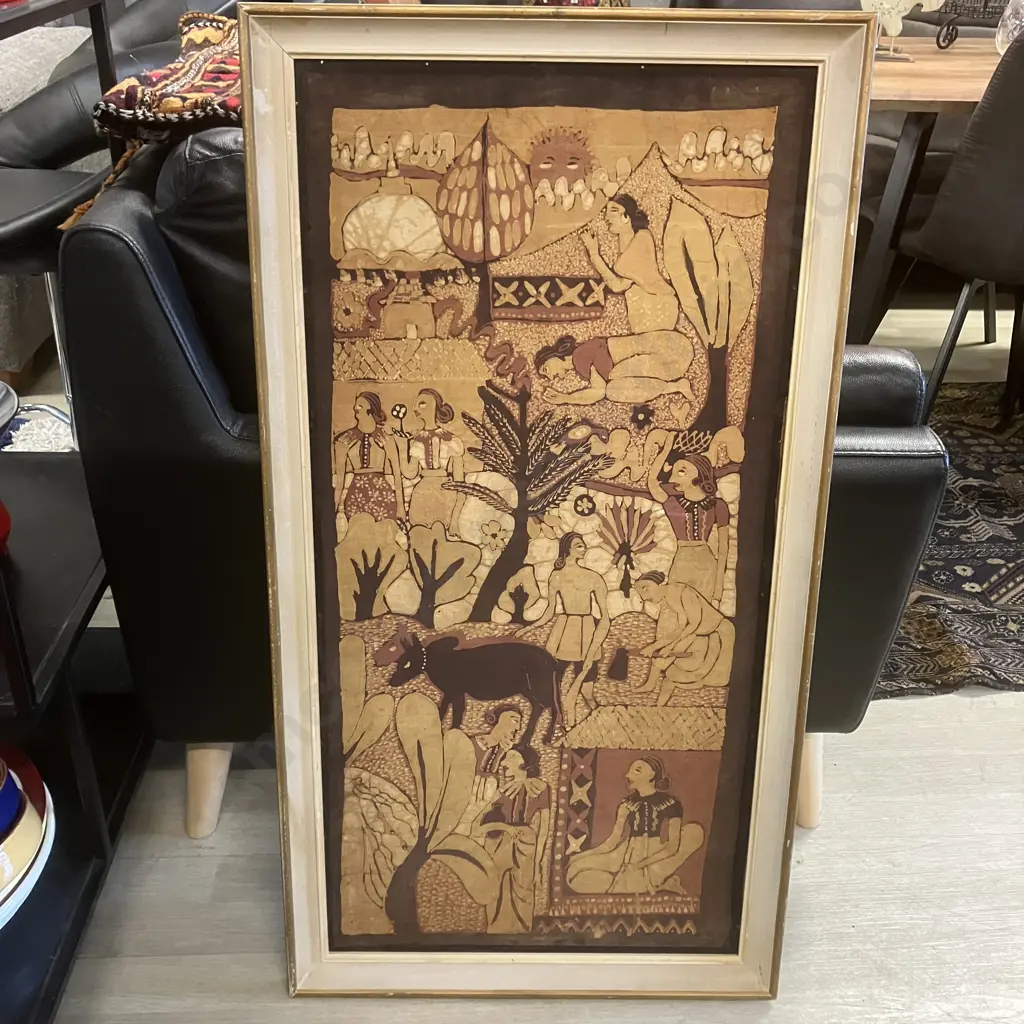 Vintage Framed Silk Artwork. 98 x 53cm Image 1++