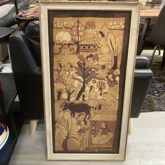 Vintage Framed Silk Artwork. 98 x 53cm