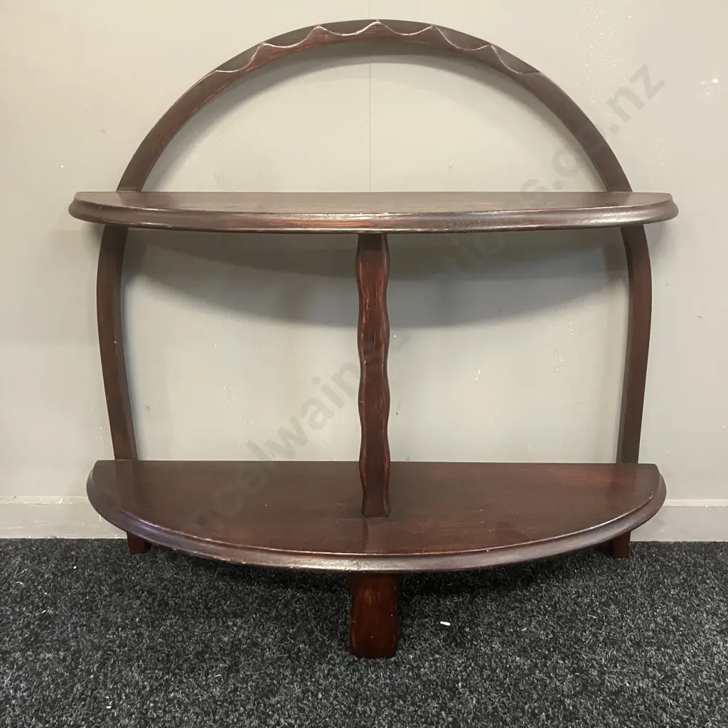 Mid Century Dark Stained Oak Curved Wotnot. H68.5 W75 D25cm Image 1++