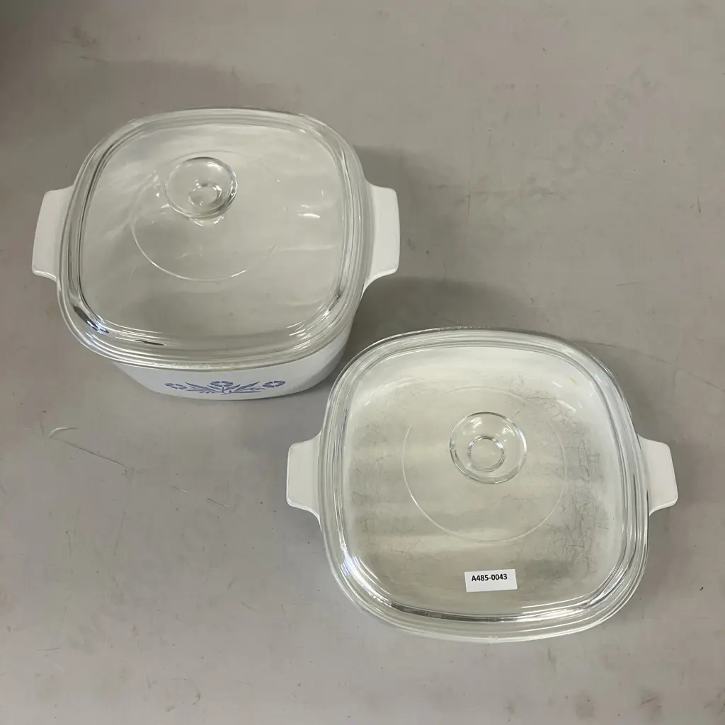 Vintage Corning Ware Blue Cornflower Lidded Casseroles 3 Quart & 9 Inch (P-9-B & A-3-B) Image 1++