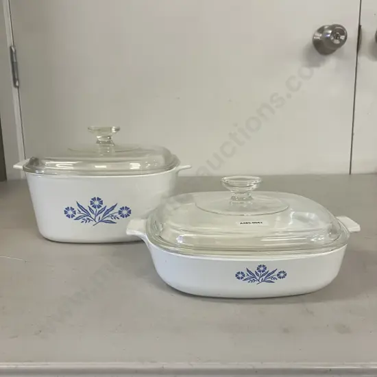 Vintage Corning Ware Blue Cornflower Lidded Casseroles 3 Quart & 9 Inch (P-9-B & A-3-B)