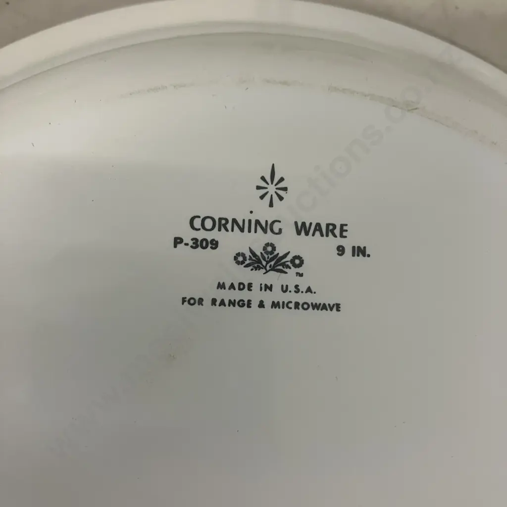 Vintage Corning Ware Blue Cornflower Skillet Pan With Lid, 2 x Sauce Pans With Lids, 2 x 9" Pie Plates Image 1++