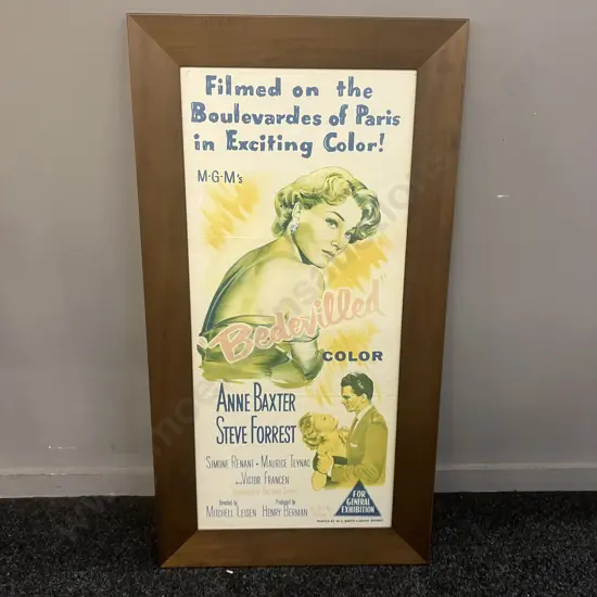 'Bedevilled' Original Insert Movie Poster - 1955- Anne Baxter / Steve Forrest, Framed. 88 x 64.5cm