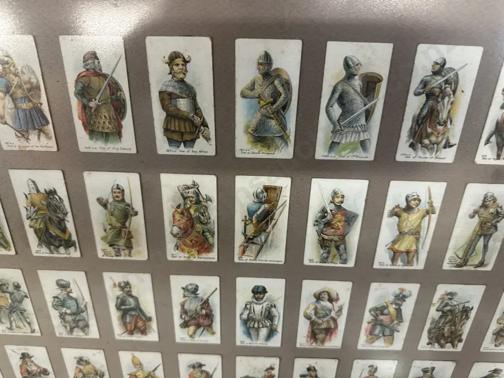 Framed Collection Of Cigarette Cards Including Time Of Death, Time Of Drakes Voyages Etc H45,W66cm. Image 1++