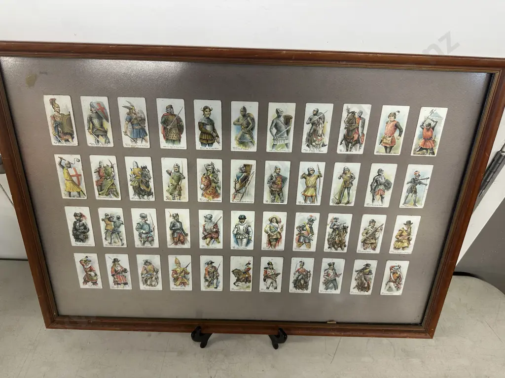 Framed Collection Of Cigarette Cards Including Time Of Death, Time Of Drakes Voyages Etc H45,W66cm. Image 1++