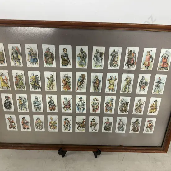Framed Collection Of Cigarette Cards Including Time Of Death, Time Of Drakes Voyages Etc H45,W66cm.