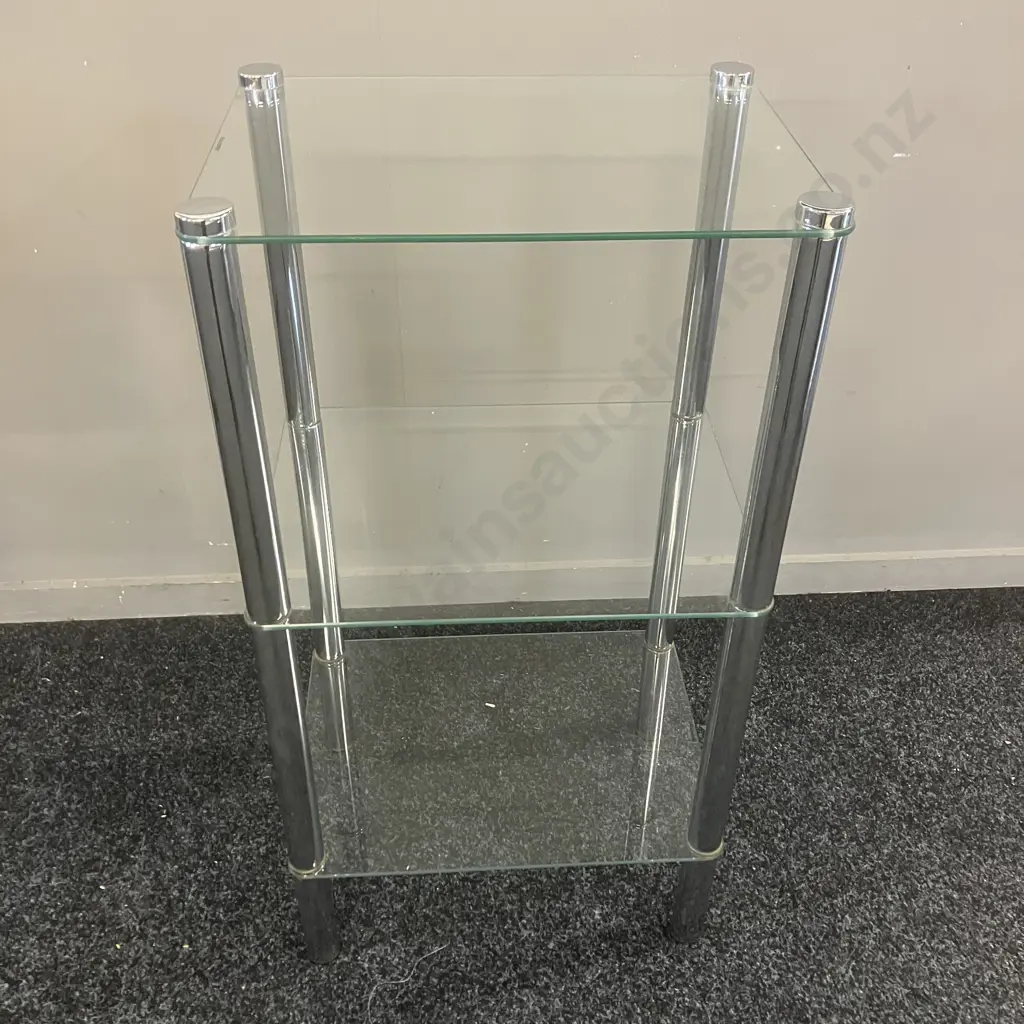 Three Tier Glass Shelf. H77 W40 D30cm Image 1++