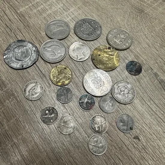 Collection Of Coins From Various Years Including 1947 NZ Half Crown, 1951 Florin Etc