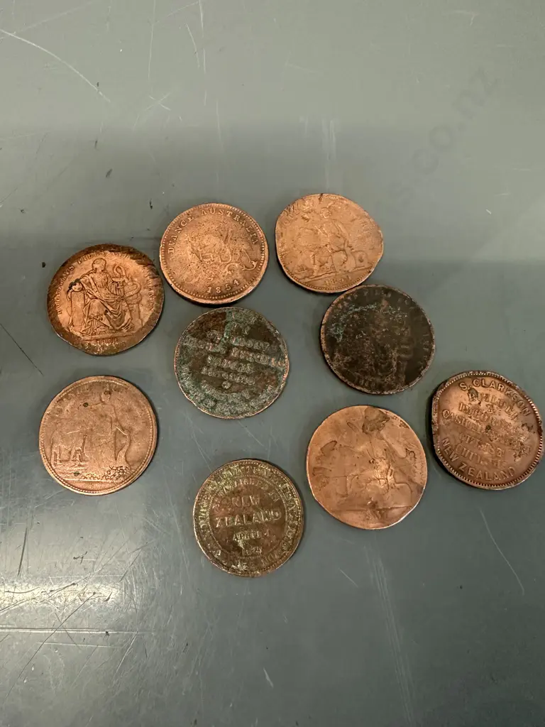 Selection Of Token Coins Including Hollaways Pills & Ointment 1858, S Clarkson Builder 1875 Etc Image 1++