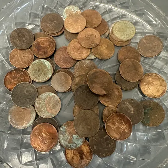 Selection Of Antique One Pennies Dated 1903,1920,1939,1943 Etc 