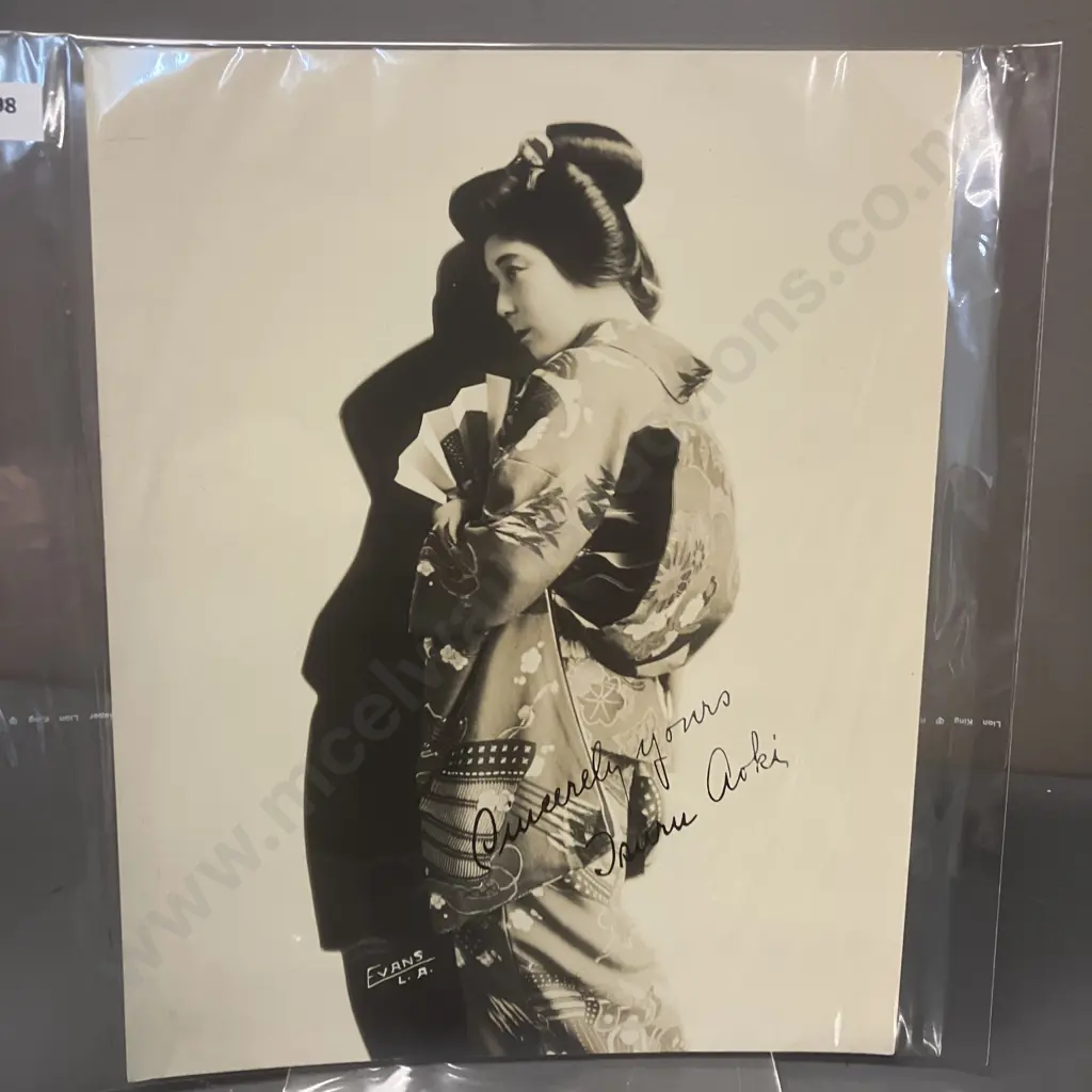 Tsuru Aoki Japanese Actress Silent Era Autographed 24 x 19cm Photo Image 1++
