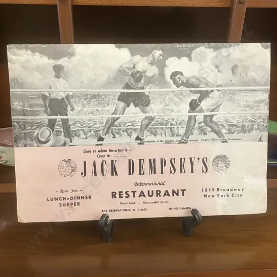1960s JACK DEMPSEY International Restaurant Original Graphic Menu
