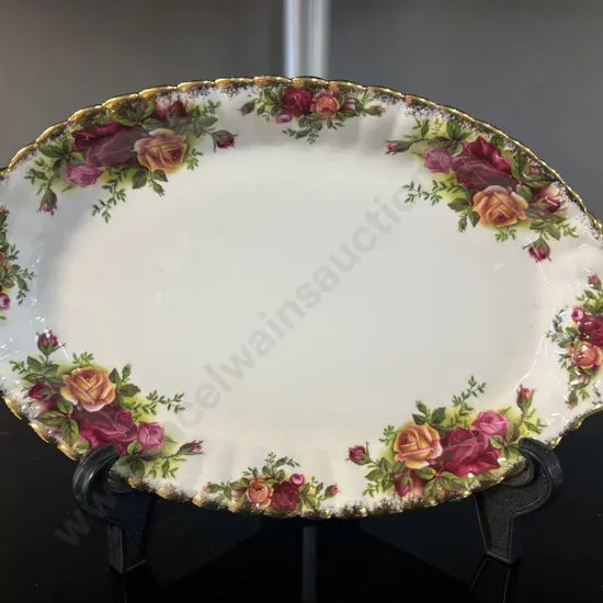 Vintage Royal Albert Bone China Old Country Rose Oval Plate L27cm.