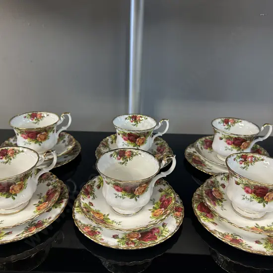 Vintage Royal Albert Bone China Old Country Rose Trios x6