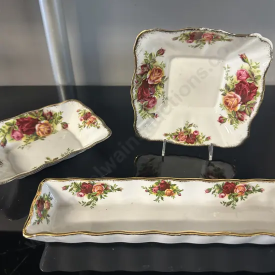 Vintage Royal Albert Bone China Old Country Rose Pen Tray & Candy Dishes