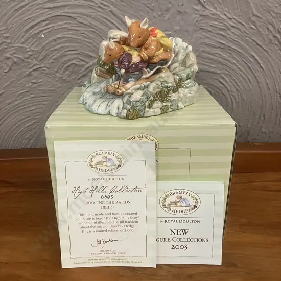 Rare Royal Doulton Brambly Hedge Figurine 'Shooting The Rapids DBH61, Ltd Edition 537 / 2000, Boxed With COA