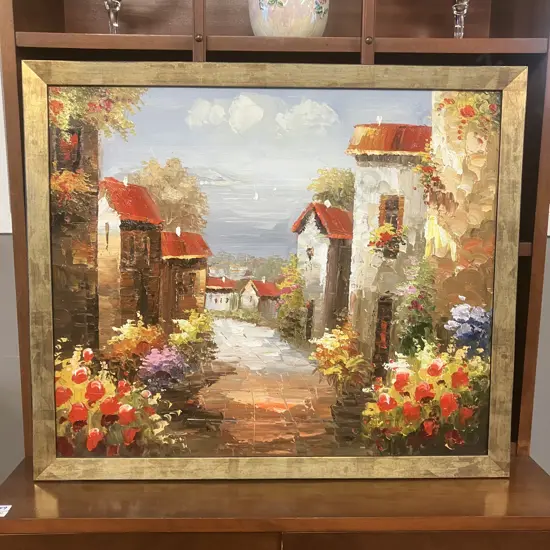 Tuscan Village Framed Original Oil On Canvas. 56 x 66cm