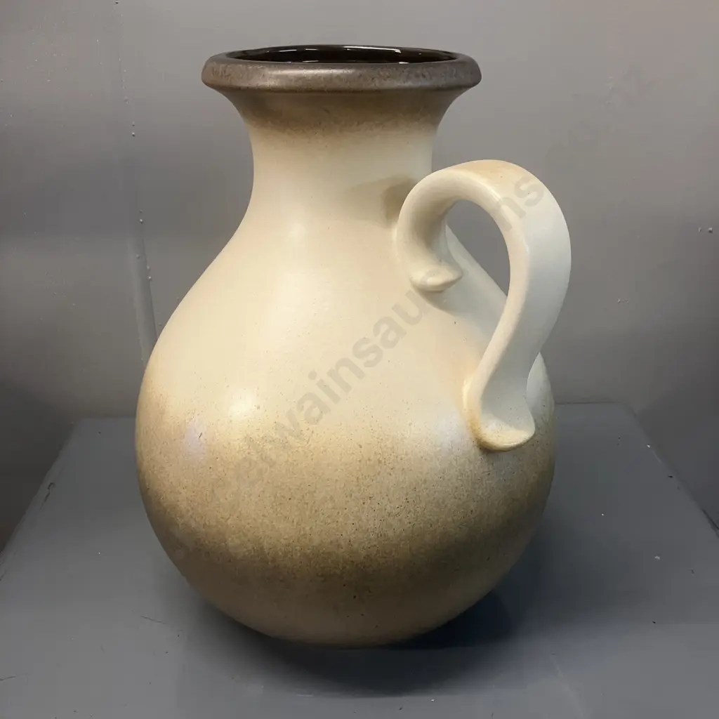 Vintage West German Pottery Pitcher Stamped 495-38 - Graduated Earth Tones. H38cm Image 1++