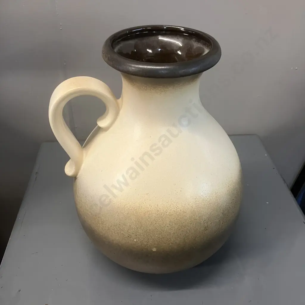 Vintage West German Pottery Pitcher Stamped 495-38 - Graduated Earth Tones. H38cm Image 1++