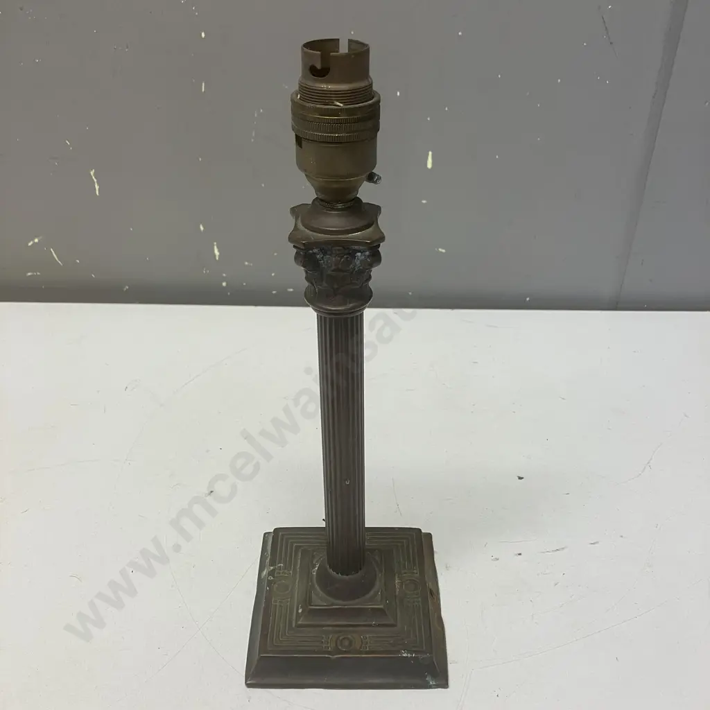 Vintage Copper Corinthian Column Lamp Base Only (No Electrics) H29cm Image 1++
