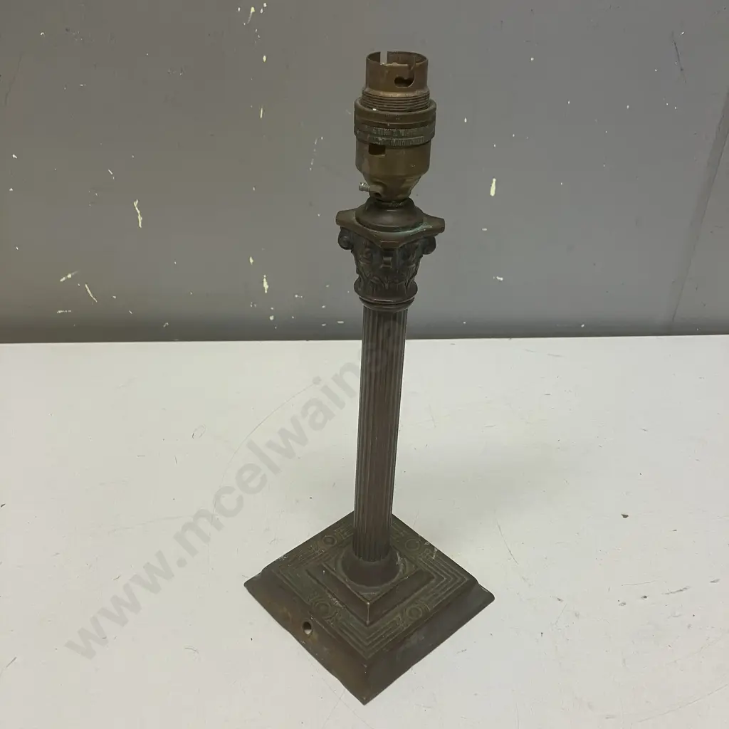 Vintage Copper Corinthian Column Lamp Base Only (No Electrics) H29cm Image 1++