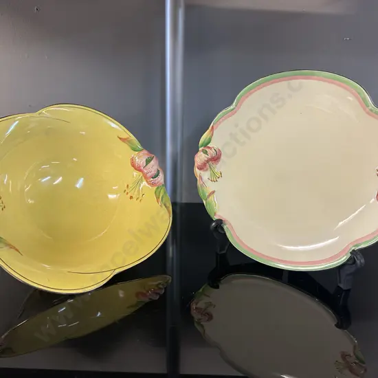 Royal Winton Grimwades Yellow Footed Serving Bowl & Plate