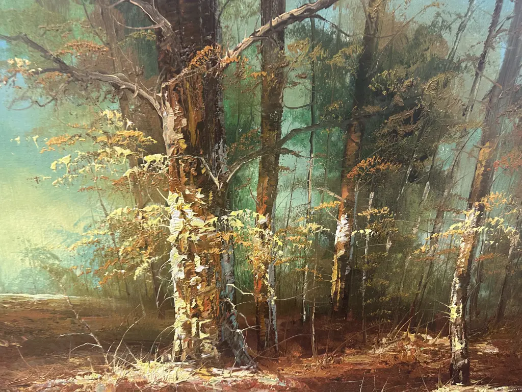 Original Vintage Oil Painting Woodlands/Swamp Scene Image 1++