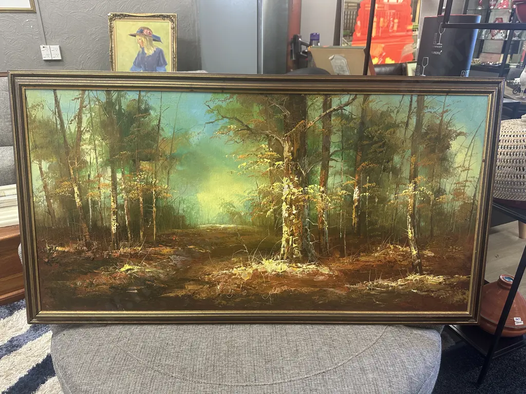 Original Vintage Oil Painting Woodlands/Swamp Scene Image 1++