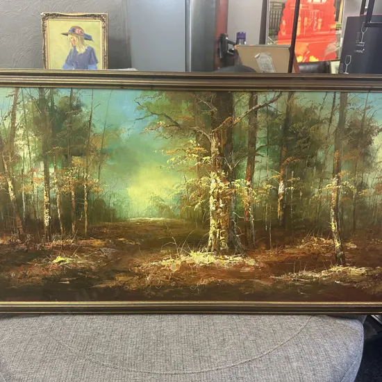 Original Vintage Oil Painting Woodlands/Swamp Scene