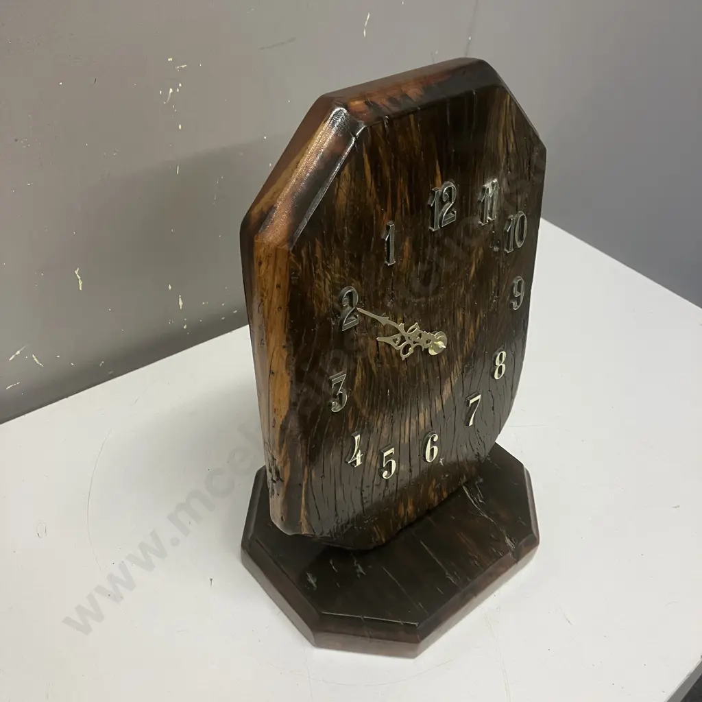 Vintage African Wood Backwards Mantle Clock. 35 x 24cm Image 1++