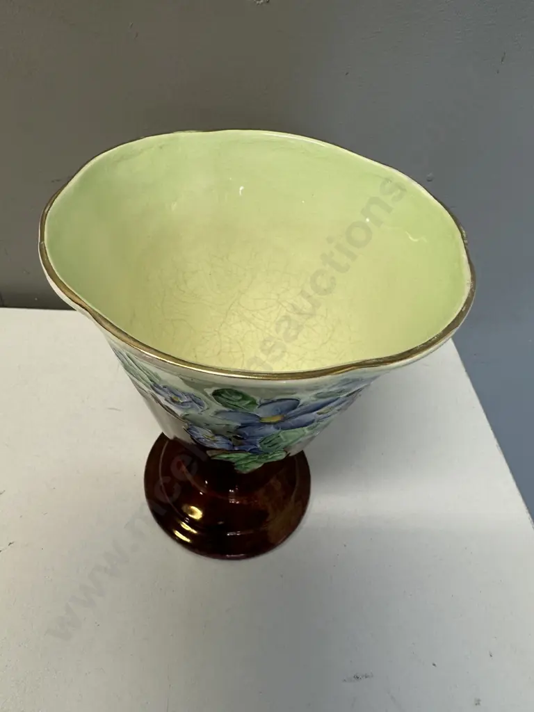 Maling Blossom Bough Thumbprint Art Deco Lustre Ware Vase H17cm. Image 1++