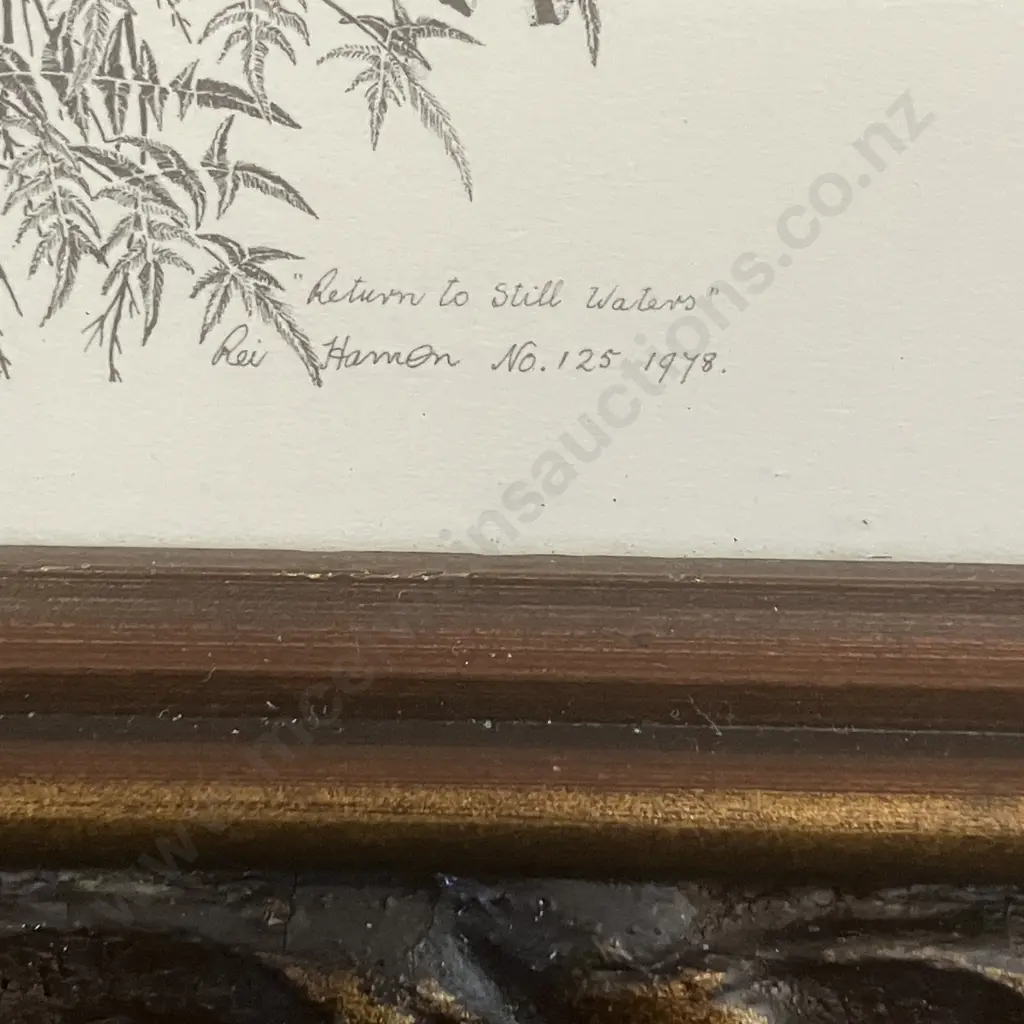 Rei Hamon (1921 - 2008) 'Return To Still Waters' No 125 1978 Framed Print. 27 x 33cm Image 1++
